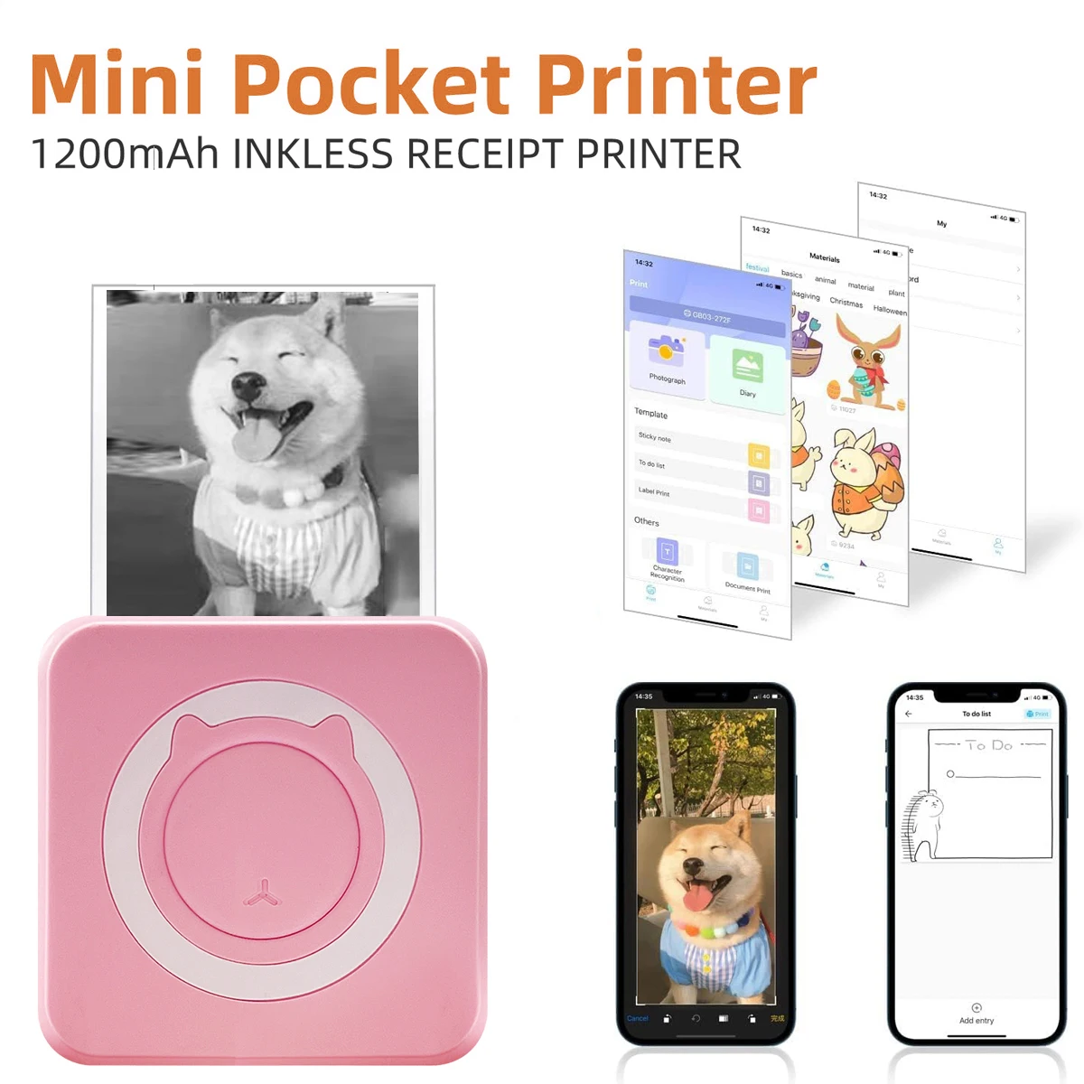 Mini imprimante photo sans fil, compatible avec IOS et Android, imprimante d'étiquettes, mini imprimante thermique BT portable