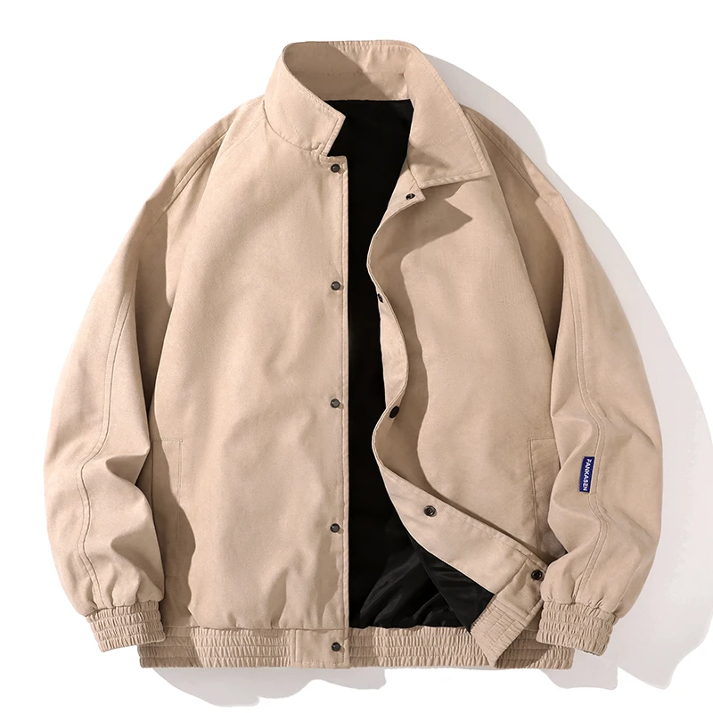 

Men Casual Suede Jacket Men's Spring Autumn New Loose Collared Top Fashionable and Versatile Jackets Button Decoration Jackets
