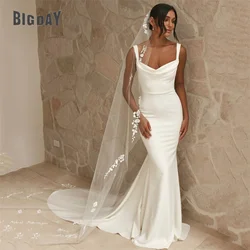Elegant Mermaid Wedding Dresses For Women 2025 Open Back Spaghetti Straps Simple Bridal Gowns Train Vestidos De Noiva Customized