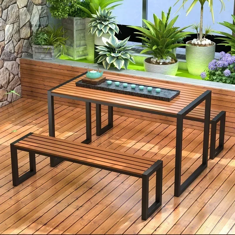 Wholesale Arlau Wooden Outdoor Bench Picnic Coffee Dinning Table