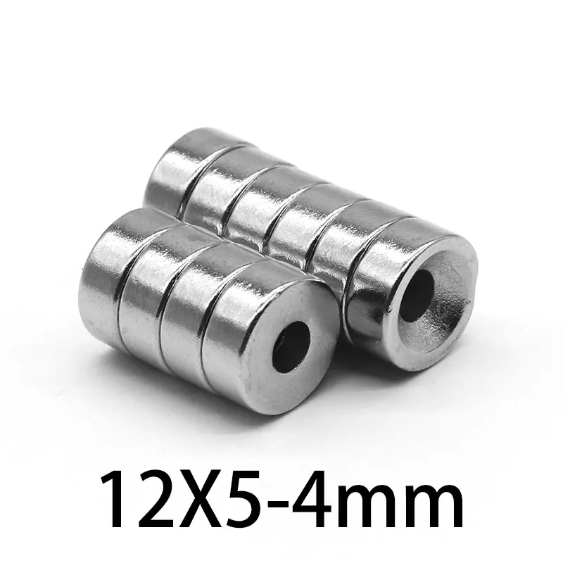 10/20/30/50/100PCS 12x5-4mm silne magnesy 12*5mm z otworem 4mm na stałe tarcza z magnesem neodymowym 12*5-4 okrągłe magnes do śrub z łbem stożkowym