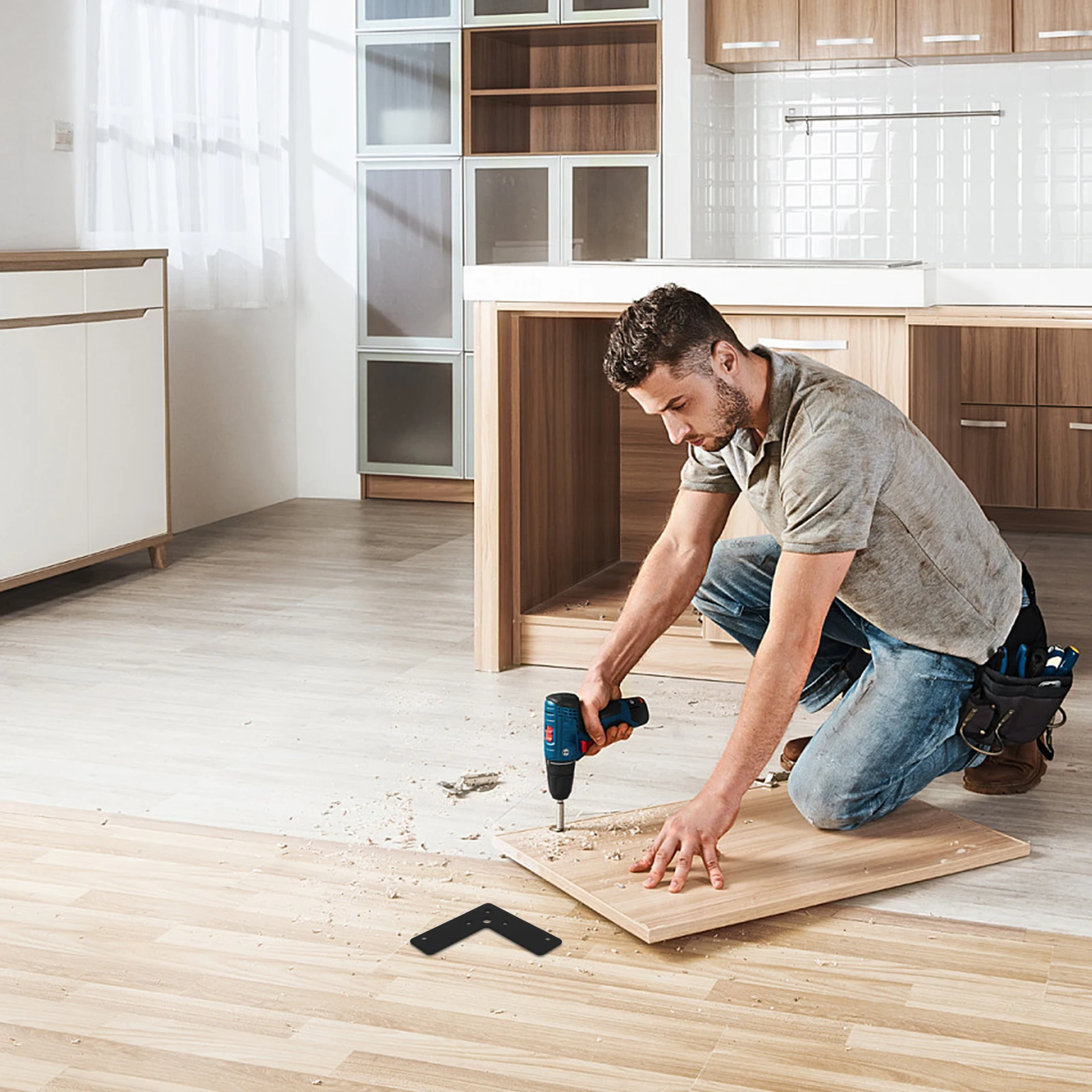 

4pcs L Type Corner Bracket 2Mm Thick Stainless Steel Heavy Duty Angle Brackets For Wood Cabinet Wardrobe 90 Degree Support