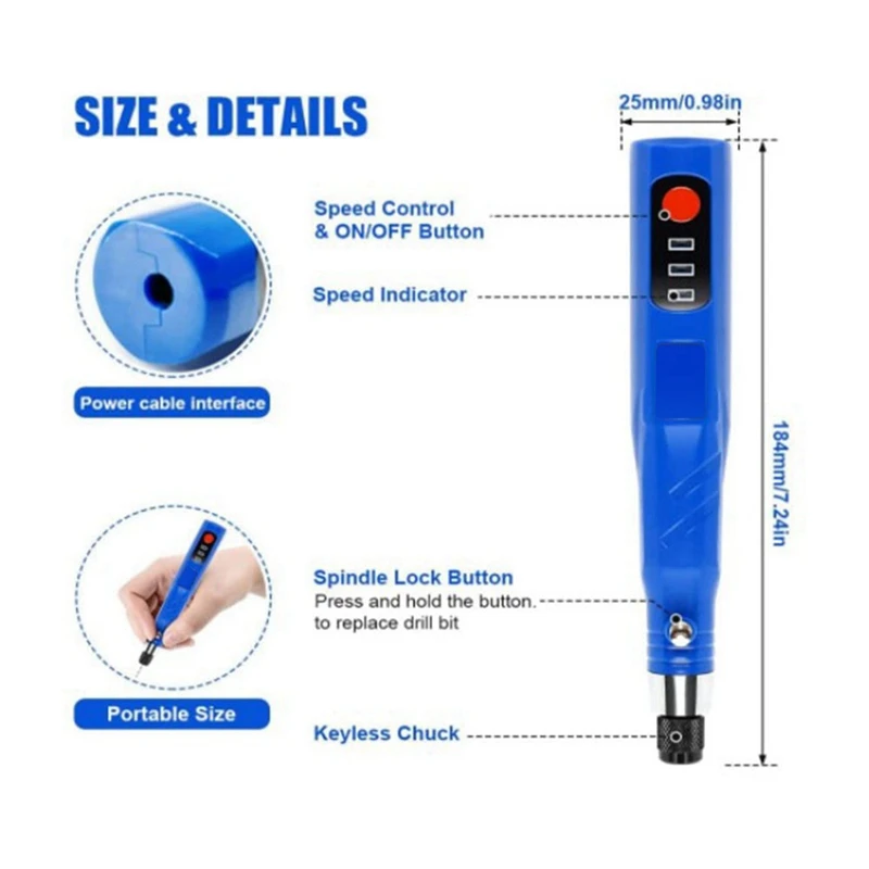 Juego de tornillo de banco de mano recargable por USB inalámbrico para llavero de arcilla polimérica (azul)