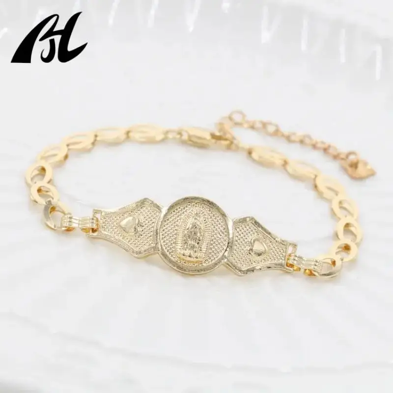 New Joyeria Religious Jewelry Lucky Ancle Bracelet Women Virgin Mary  Tricolor Laminado in or De La