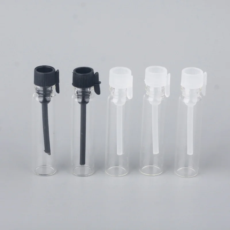 

100 шт., 1 мл, прозрачный мини-образец, милые стеклянные флаконы для духов с 1 воронкой, распылитель, предметы первой необходимости для путешествий