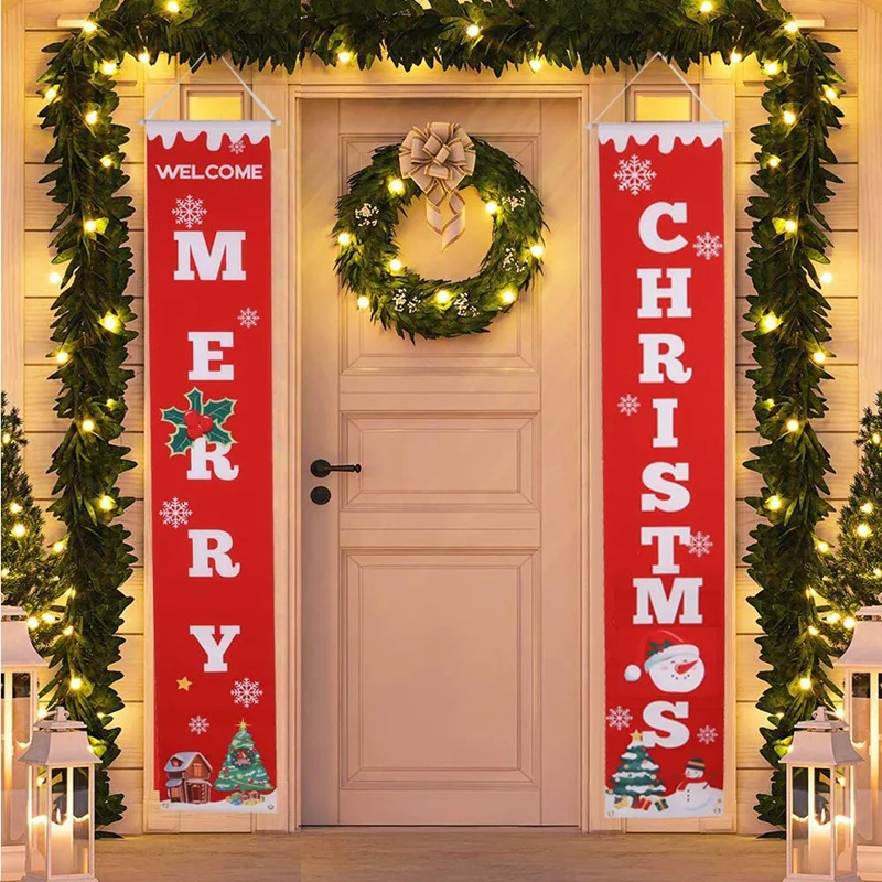 신상 메리 크리스마스 배너, 크리스마스 베란다 벽난로 벽 표지판, 크리스마스 장식, 야외 실내 깃발