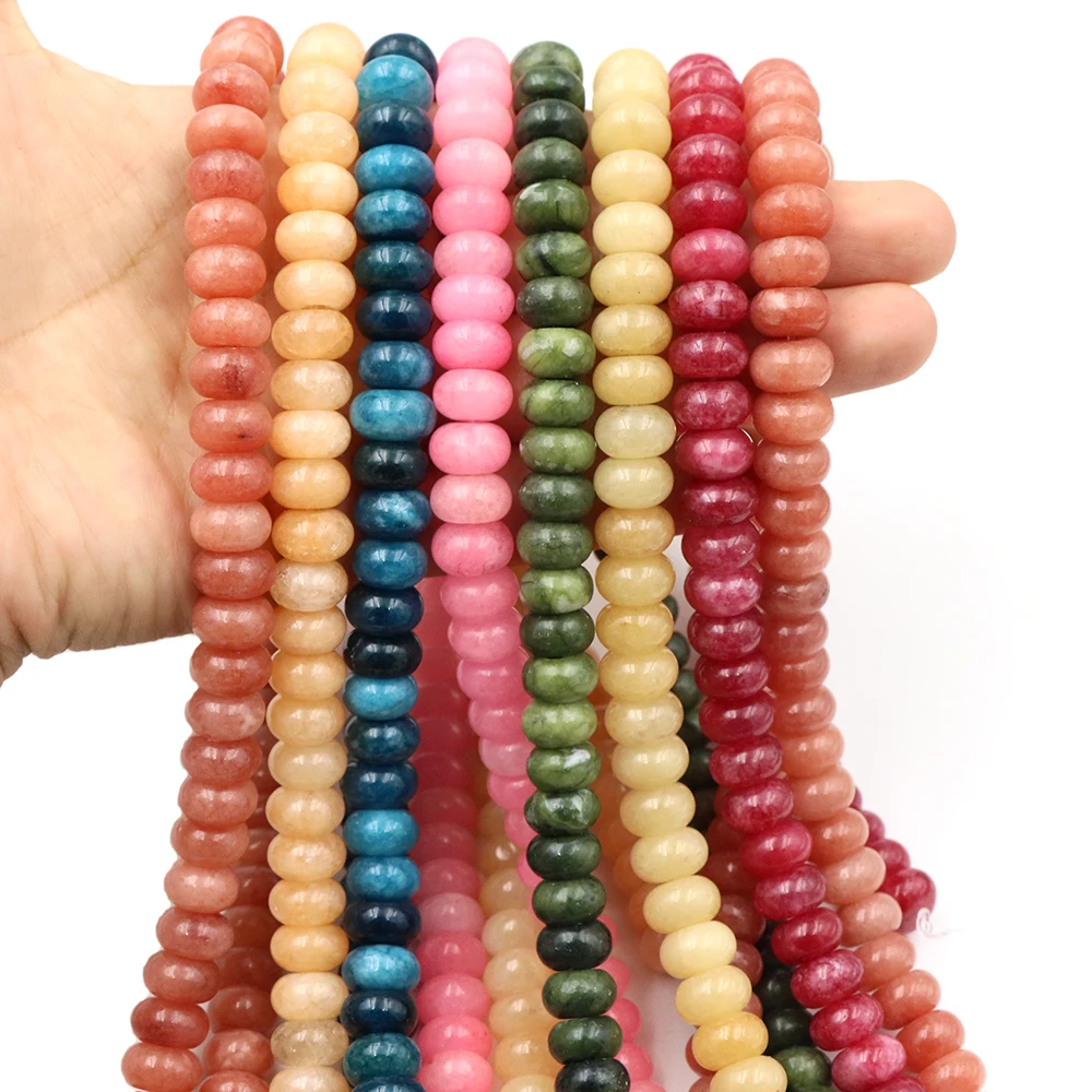Natural Stone Rondelle 6x10MM Flat Abacus Aquamarine Quartz Wheel Spacer DIY Make Candy Color Oval Beads Collar Necklaces Crafts