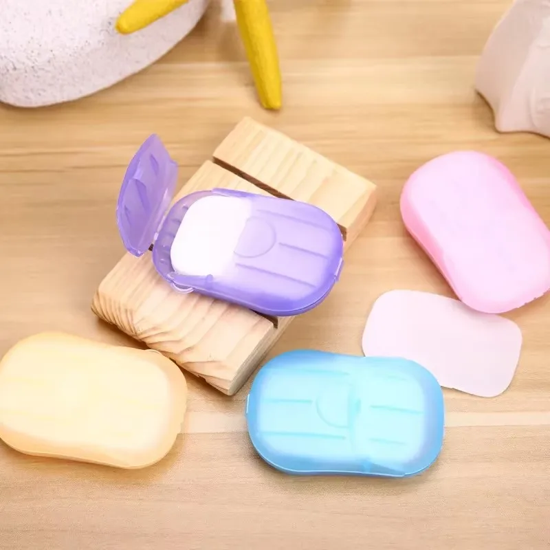 1-4Box Disposable Boxed Soap Paper Portable Hand Washing Box Scented Slice Sheets Mini Soap Paper Travel Portable Soap Dishes