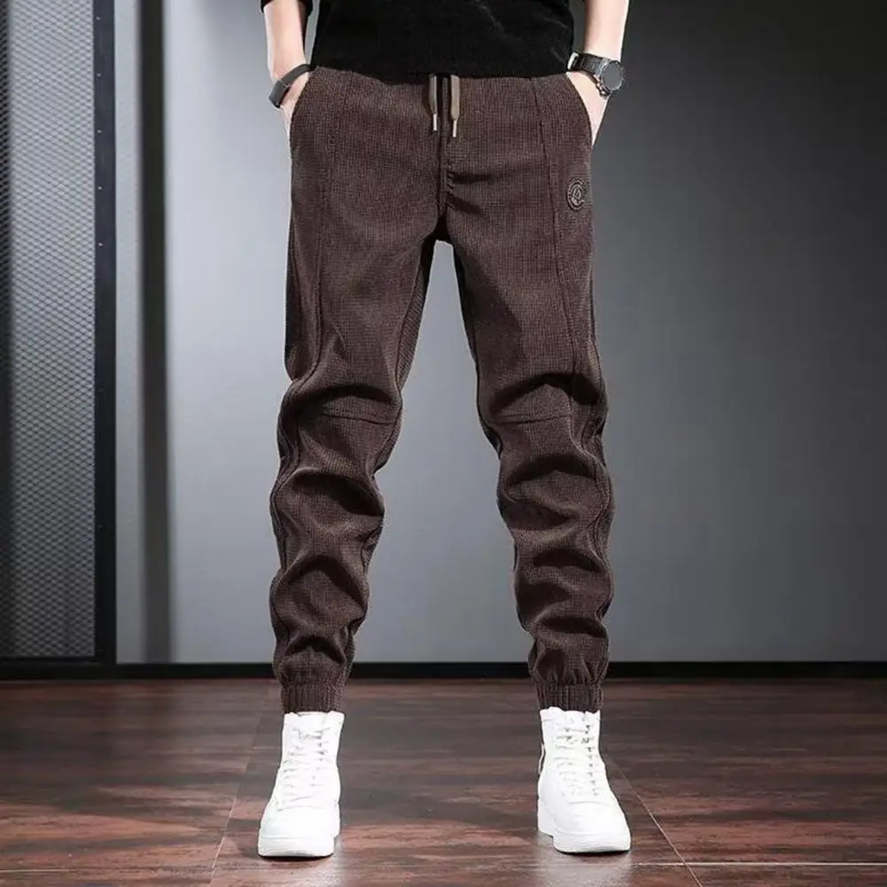 

Men Pants Sweatpants Drawstring Elastic Waist Loose Thick Plush Warm Casual Ankle-banded Streetwear Sports Trousers pantalones