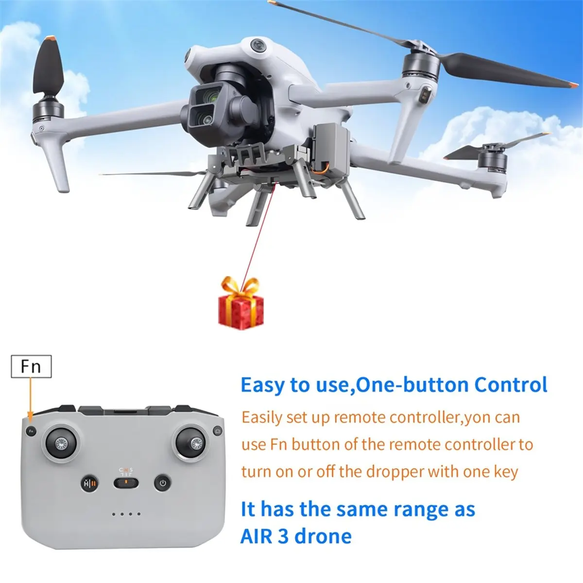 Airdrop System for AIR 3S / Air 3 Drone Wedding Proposal Delivery Device Ring Thrower Accessories