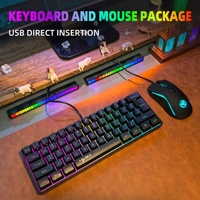 61-Key RGB Backlit Gaming Keyboard & Mouse Combo - Portable Compact PC/Laptop Bundle with RGB, One-Touch Media Keys, Wired,