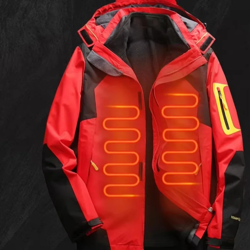 سترة شتوية مقاومة للماء للجنسين من STLF مقاومة للرياح قابلة للفصل وتدفئة كهربائية سميكة وغطاء للتحكم الذكي في درجة الحرارة والرياح #6