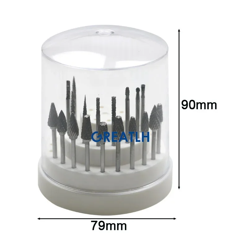 GREATLH 혼합 강철 드릴 버, 텅스텐 카바이드 버 세트, 회전식 카바이드 버, 치과 도구 세트, 20 개