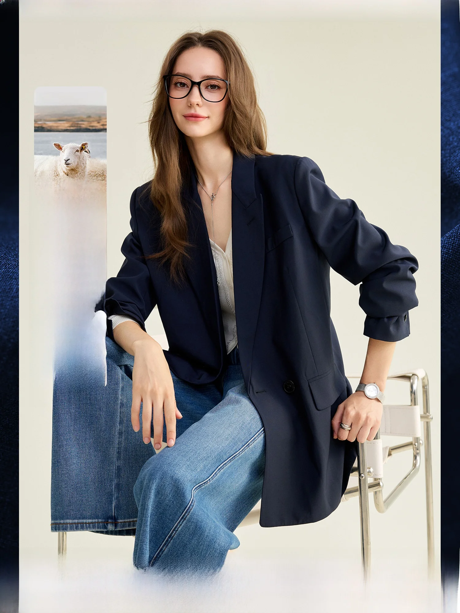 

Elite Women's Woolen Suiting Jaet Classic oulder Balance Commute Outerwear Spring Elegance Formal Wear by Brighton