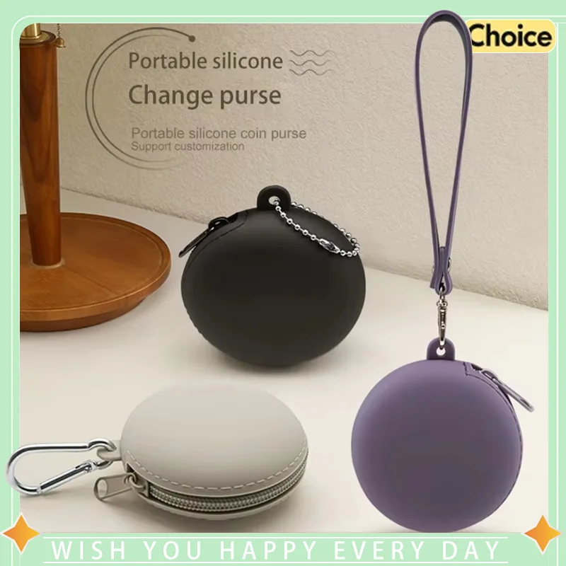 Silicone Storage Pouch Hanging Outdoor Keychain Holder for Data Cable Bluetooth Earphones Small Items Organizer Coin Purse