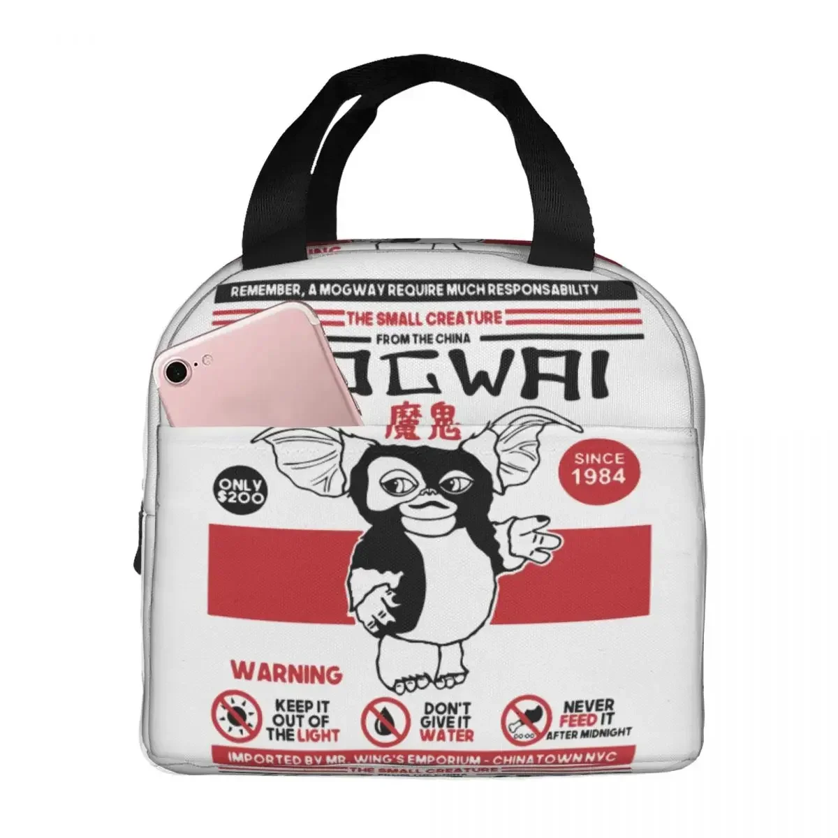 Your Pet Mogwai Lunch Bag Portable Insulated Canvas Cooler Gizmo 80s Thermal Picnic Lunch Box for Women Children