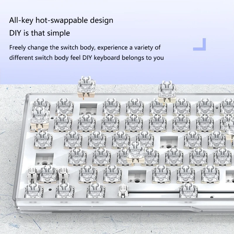 لوحات المفاتيح الميكانيكية اللاسلكية خفيفة الوزن تستخدم في المكتب 3 أوضاع لاسلكية/BT5.0/سلك لألعاب المكتب لتعزيز الإنتاجية