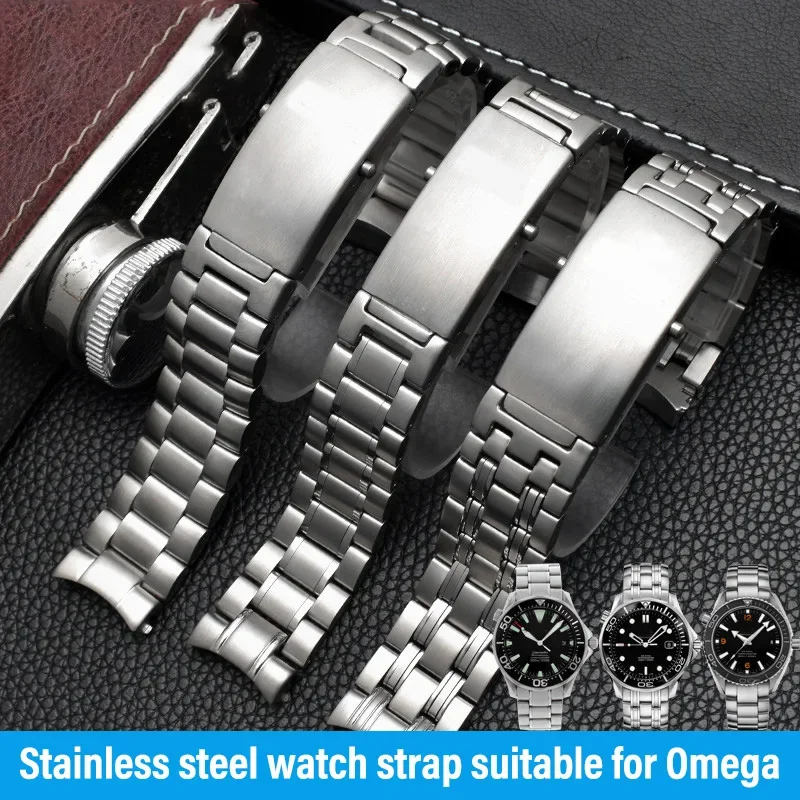 

Quality 316L Silver Stainless steel Watch Band 18mm 20mm 22mm for Omega 007 Seamaster Planet Ocean 300m Sports Strap Accessories