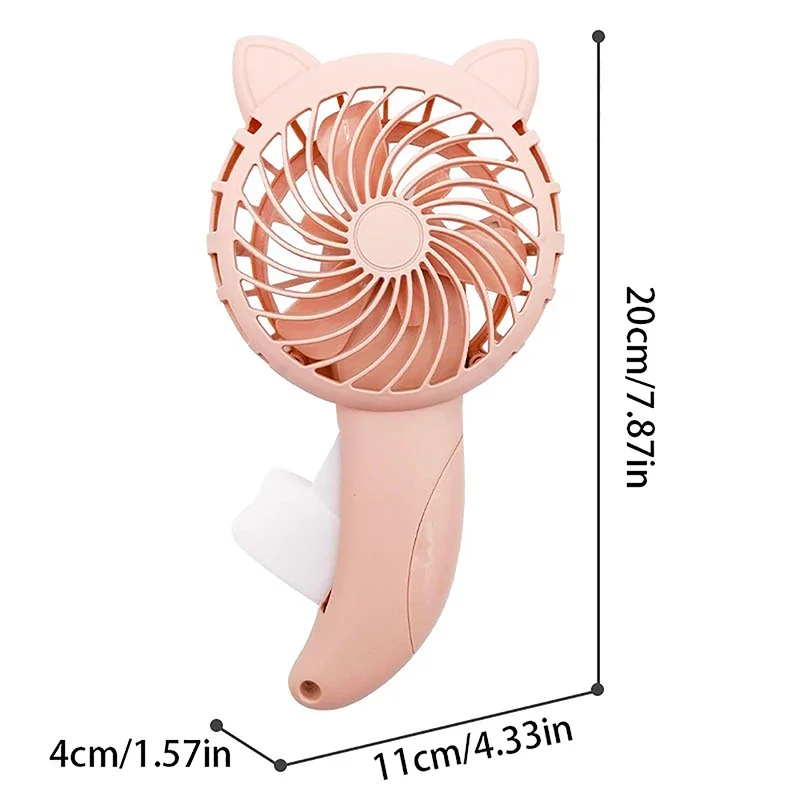 Cute Cat Fan Cartoon Handheld Fan Hand Pressed Manual Mini Portable Small Hand Cooling Summer Fan for Kids Adult Camping Outdoor