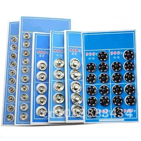 Black Silver Metal Fasteners Snap Buttons Sewing Accessories Press Button Iron Stud Plating Round Button 8.5/10/12/16mm 5BB5967