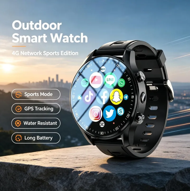 Android A7 Smart Watch, Support Phone Calls, GPS Tracking, Large Storage & Multi-App Running Function Sports Wristwatch