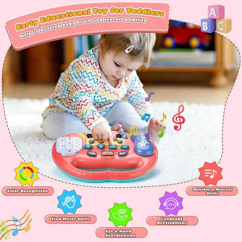 Baby-Musikspielzeug mit Tierklang, Kinder-Klaviertastatur, elektrisches blinkendes Musikinstrument, frühes Lernspielzeug für Kinder
