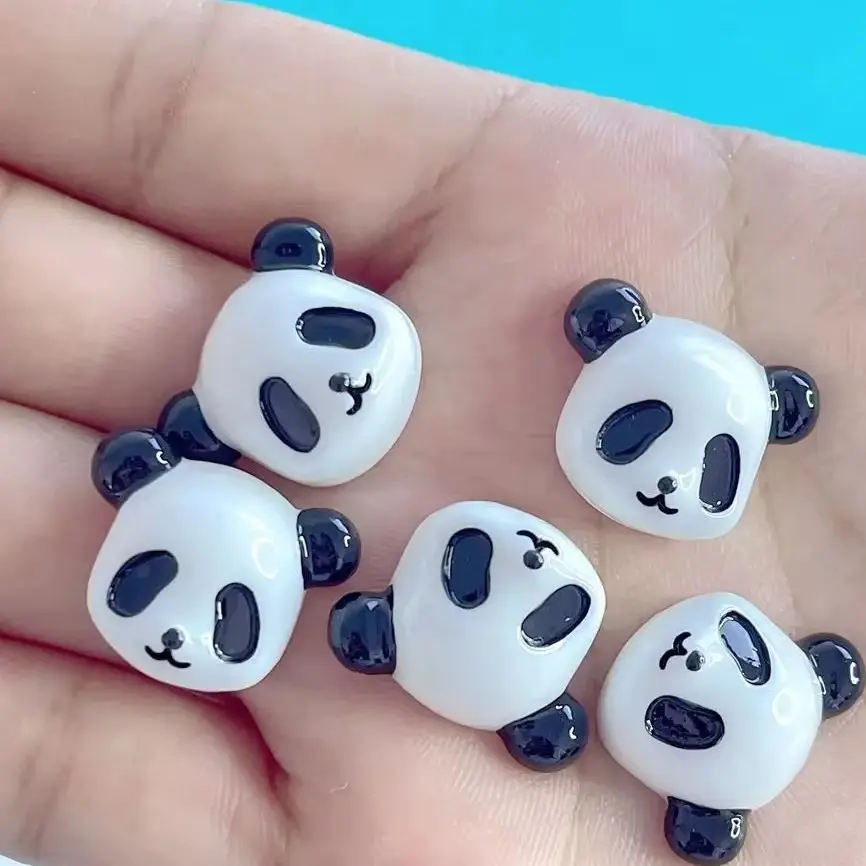 Mini Kawaii Resin Panda Miniature Figurines Flatback Cabochon DIY Charms for Scrapbooking Dollhouse Decorations Jewelry Making