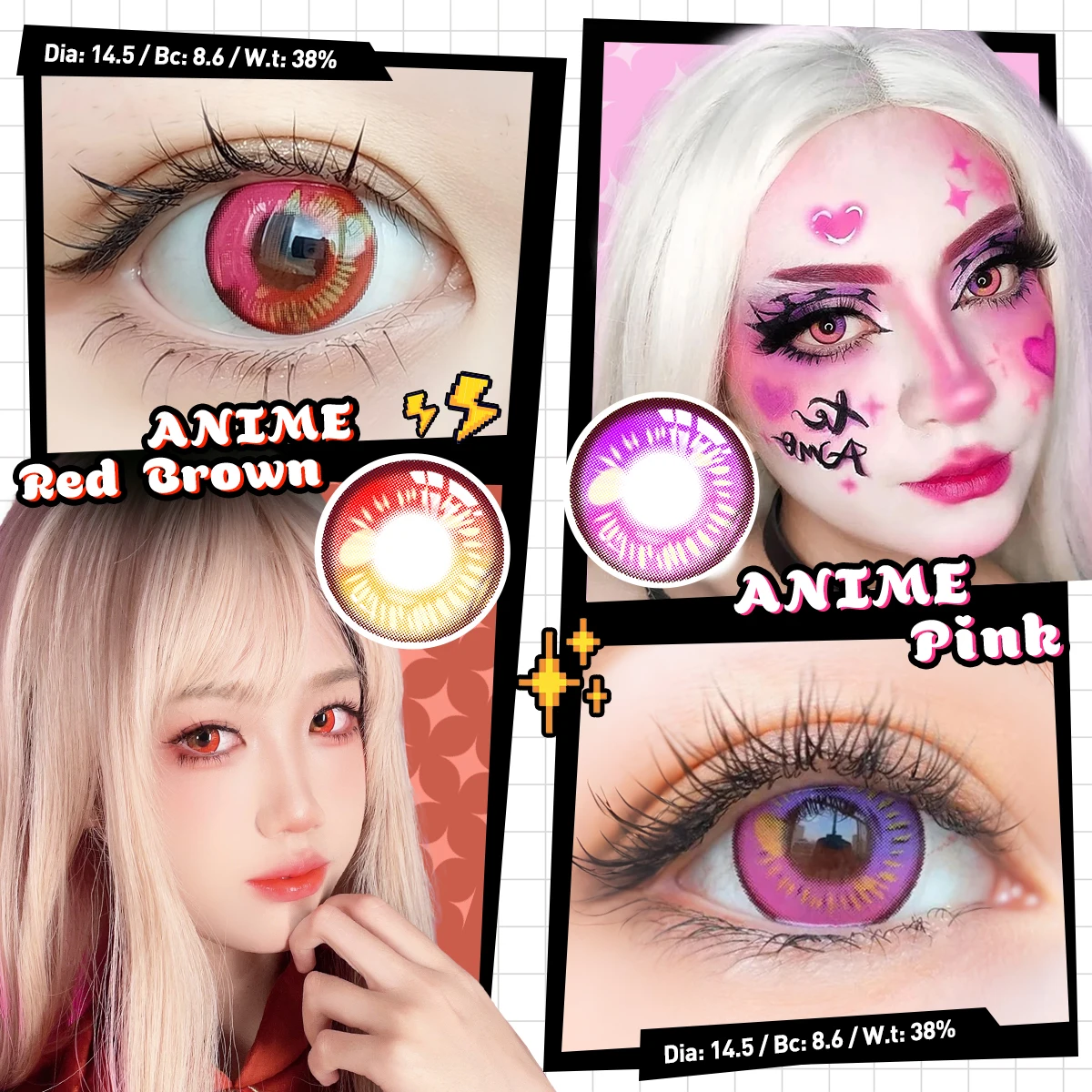 VISUASHOW Lentilles de contact colorées naturelles pour cosplay anime, usage semi-annuel, lentilles souples de beauté pour maquillage des yeux quotidien et fêtes