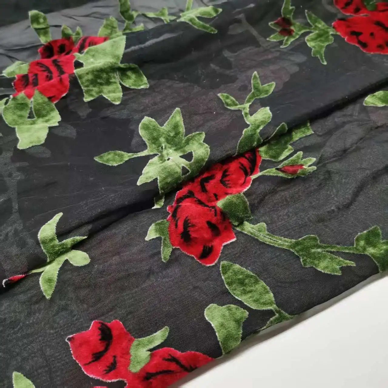 Shiny Velvet Dress Cosplay Curved Sewing Fabric 114cm Width Fleeced Burn-out Fabric Party Cheongsam Dress Fabric