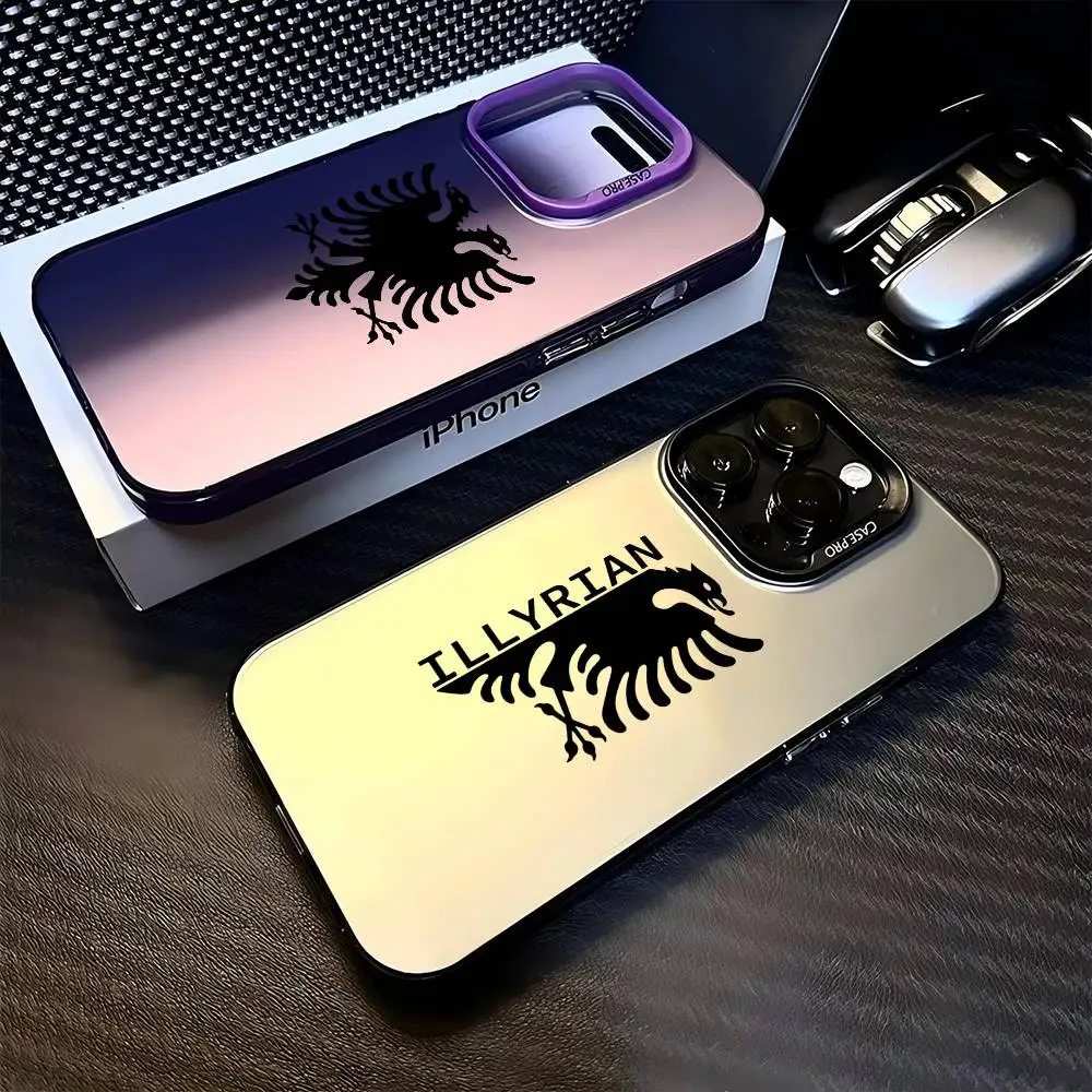 เคสโทรศัพท์ลายธงชาติแอลเบเนีย สีเงิน สำหรับ iPhone 17 16 16e 15 14 13 12 11 Pro Max Plus แบบด้าน ป้องกันการกระแทก
