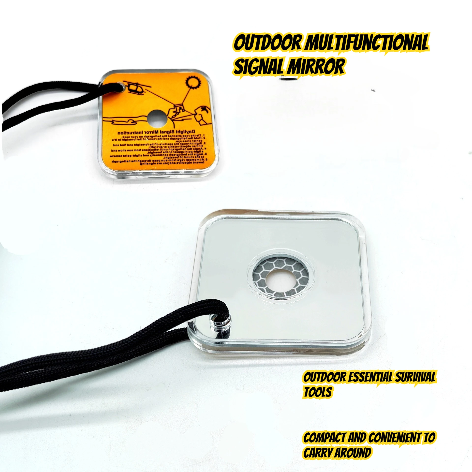 

2PCS New Outdoor Multifunctional Survival Signal Mirror Life Saving Tool Portable Raft Boat Reflector EDC Tool