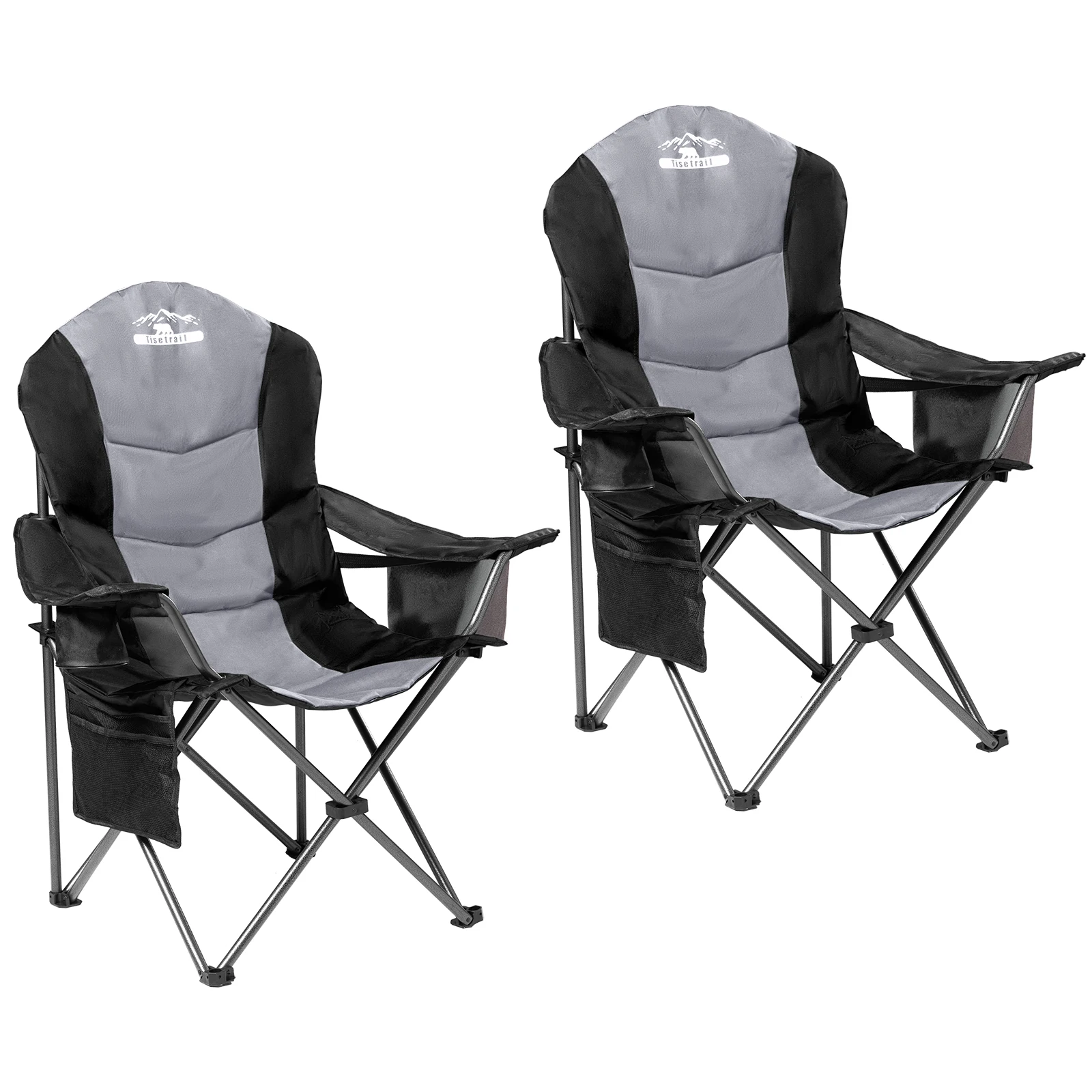 

Tisetrail 2 Pack Folding Camping Chairs for Adults High Back Padded Lawn Chairs Portable Outdoor Camp Chair