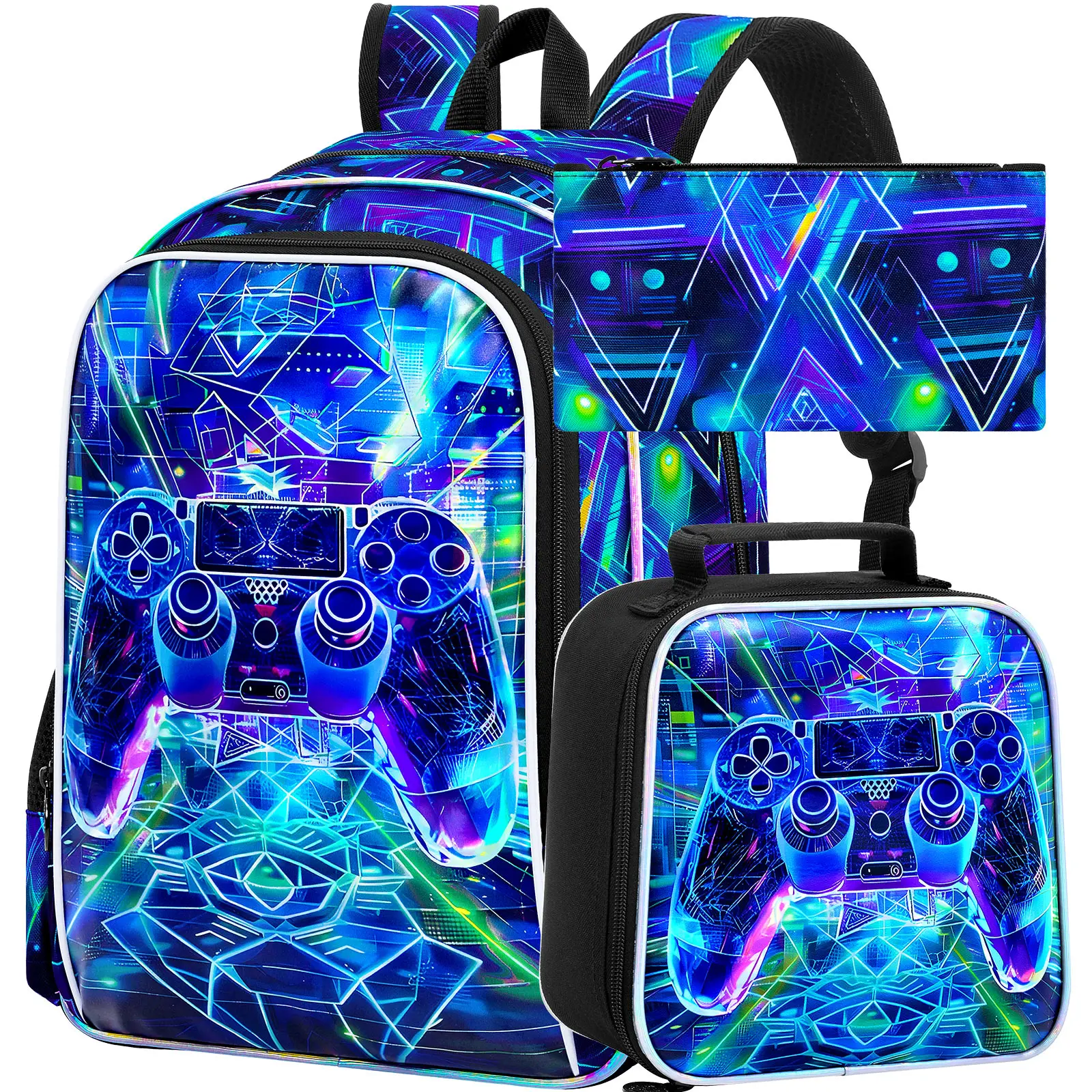 

All-New Cool UV Printing: Boys will adore the vibrant, cool patterns of a futuristic sci-fi game on their backpack for kids, cre