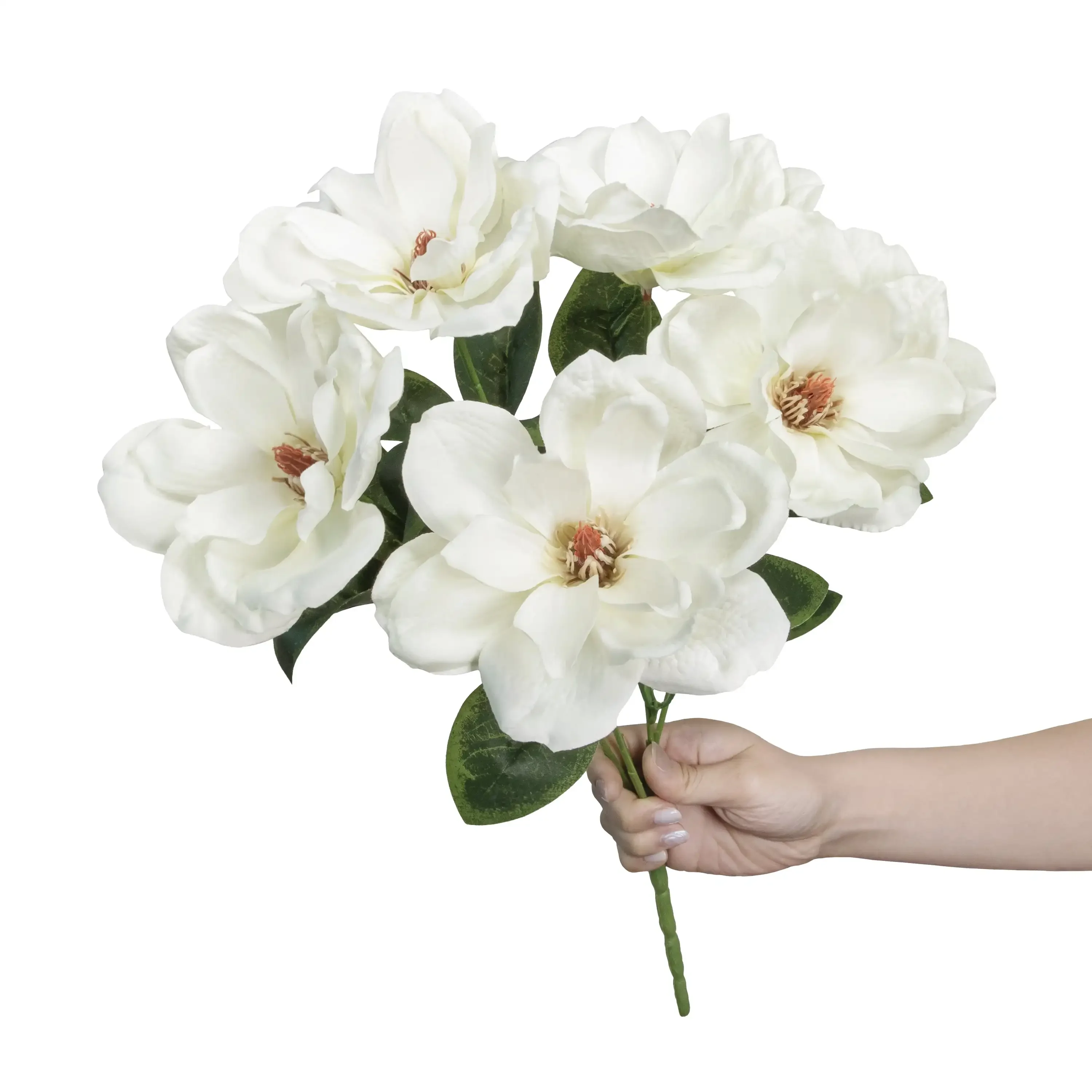

Hot Sale.Popular 19-inch Artificial Silk White Magnolia Bush, for Indoor Use.Free shipping