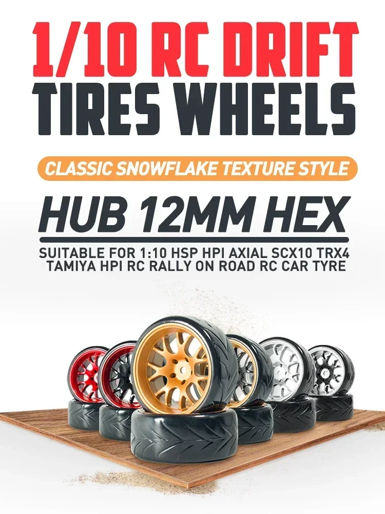 สําหรับ 1:10 HSP HPI Axial Scx10 Trx4 Tamiya Rally บนแผนที่ยางรถ 4 ชิ้น 1/10 RC Drift ยางล้อ hub 12 มิลลิเมตร Hex