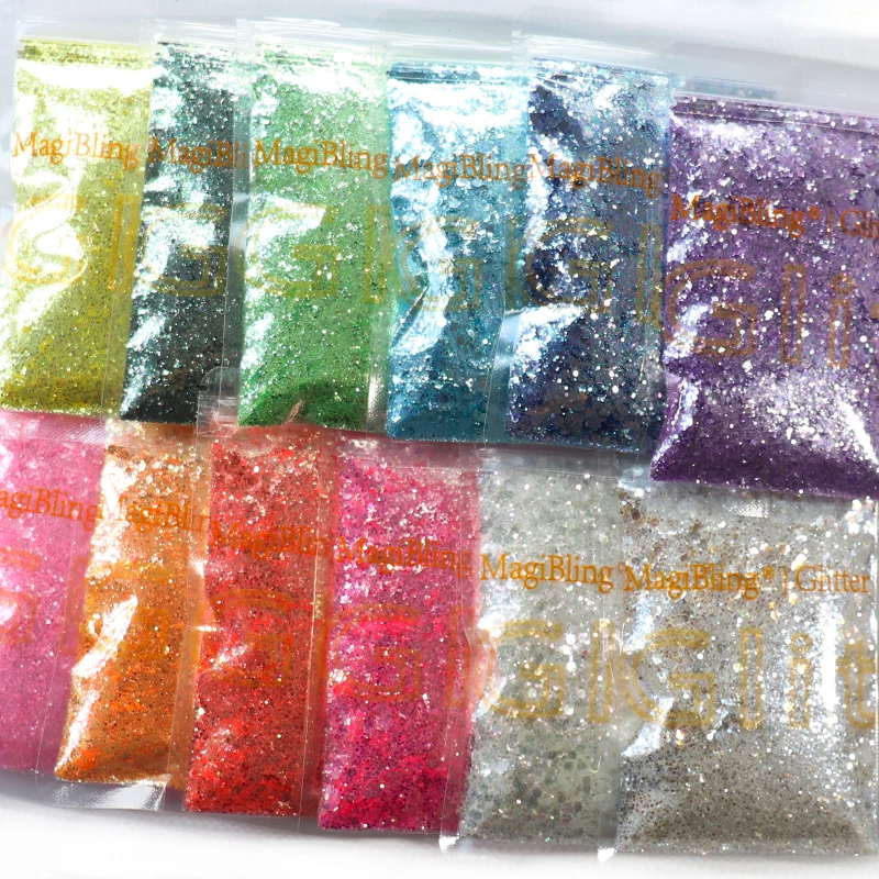 50 g/borsa Nuovo Olografico Misto Glitter Polvere Lucido Paillettes Unghie artistiche Esagonale Sirena Fiocchi FAI DA TE Artigianato Decorazioni materiale