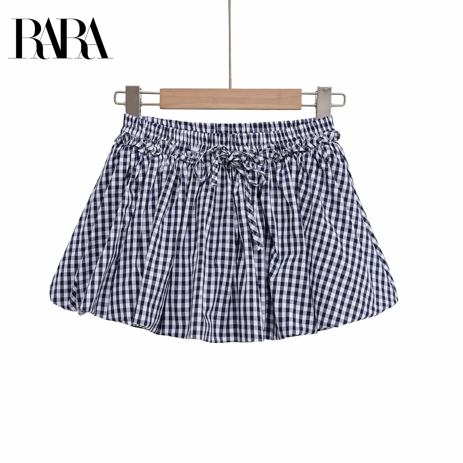 

RARA2025 new summer women's casual fashion simple comfortable drawstring plaid flower bud short skirt pants