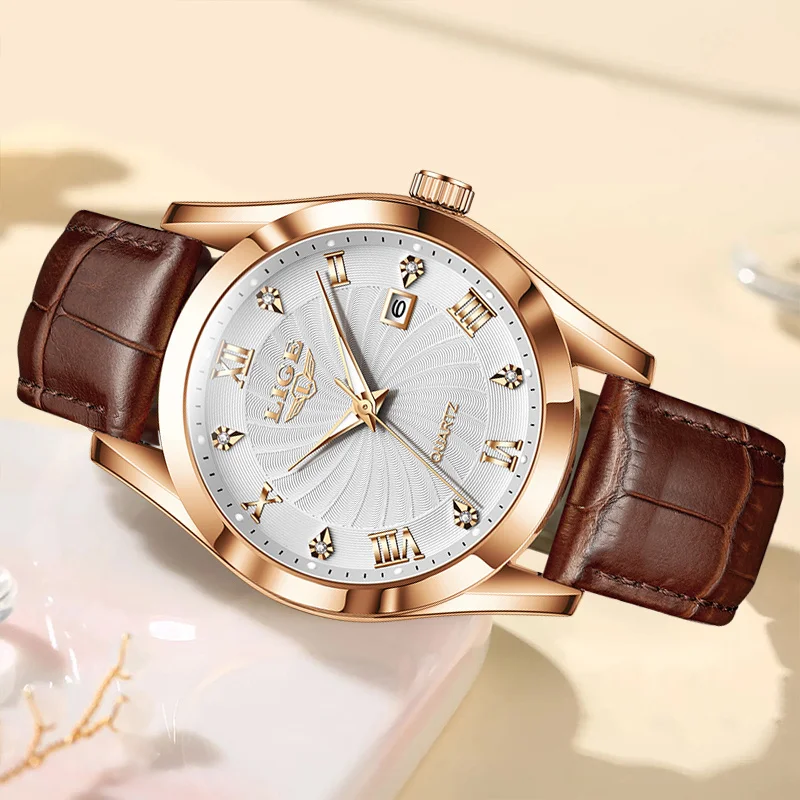 LIGE 2026 Women Watch Fashion Leather Sport Waterproof Quartz Watches For Woman Luxury Business Ladies Watch Gift Reloj Mujer