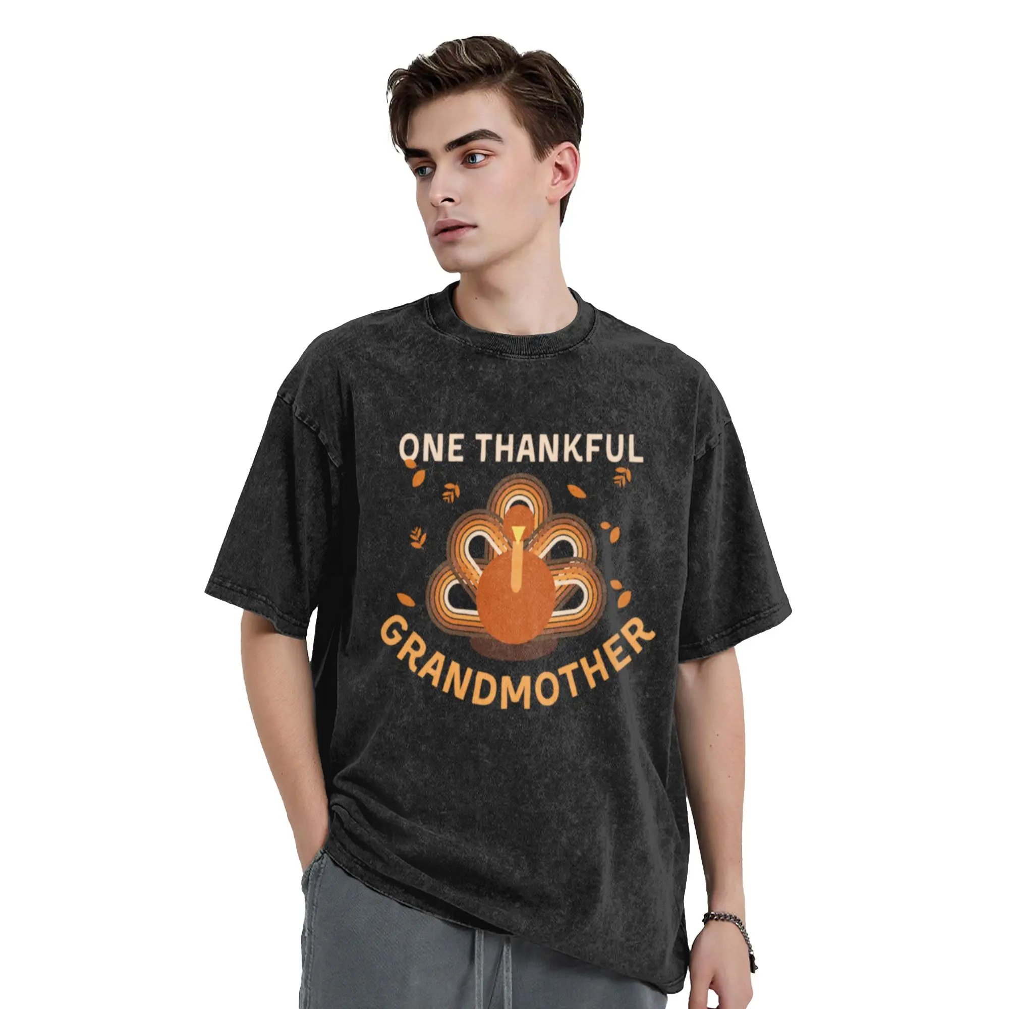 One thankful grandmother  Unique Chic A T-Shirt Oversized Short Sleeve Men's Women's Cotton Tees Tops
