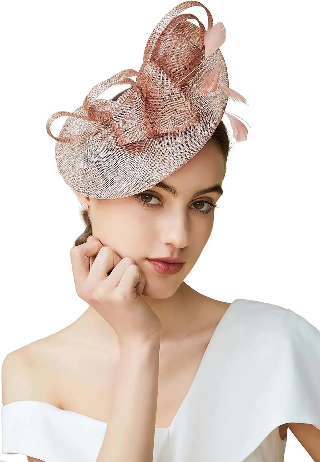 Women\'s Pillbox Fascinator Hat Kentucky Hat Feather Derby Sinamay Fascinator Headband Tea Party Fascinator Hat for Cocktail