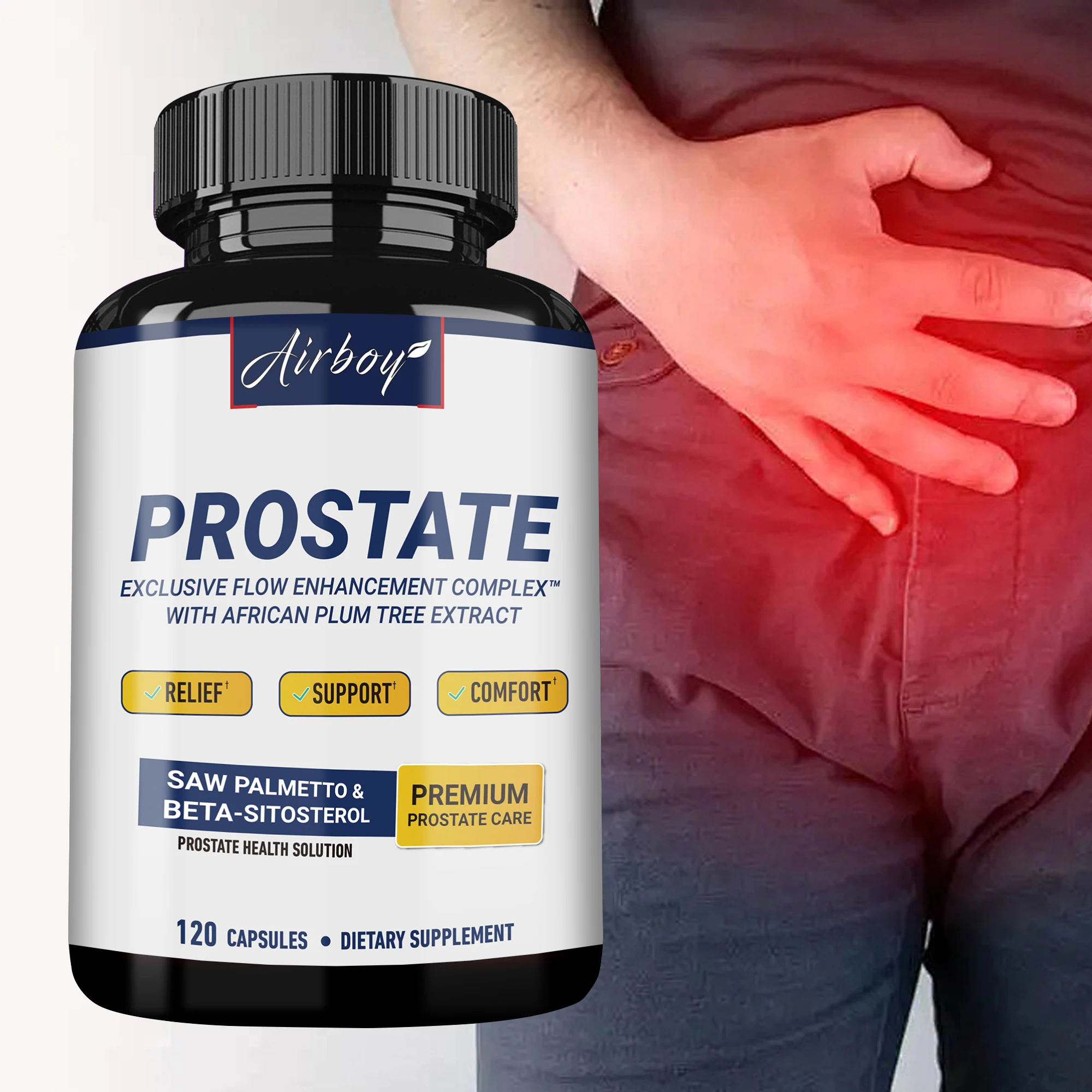 

Prostate Support Capsules - with Natural Saw Palmetto - Supports Urinary Tract and Bladder Health - 120 Capsules