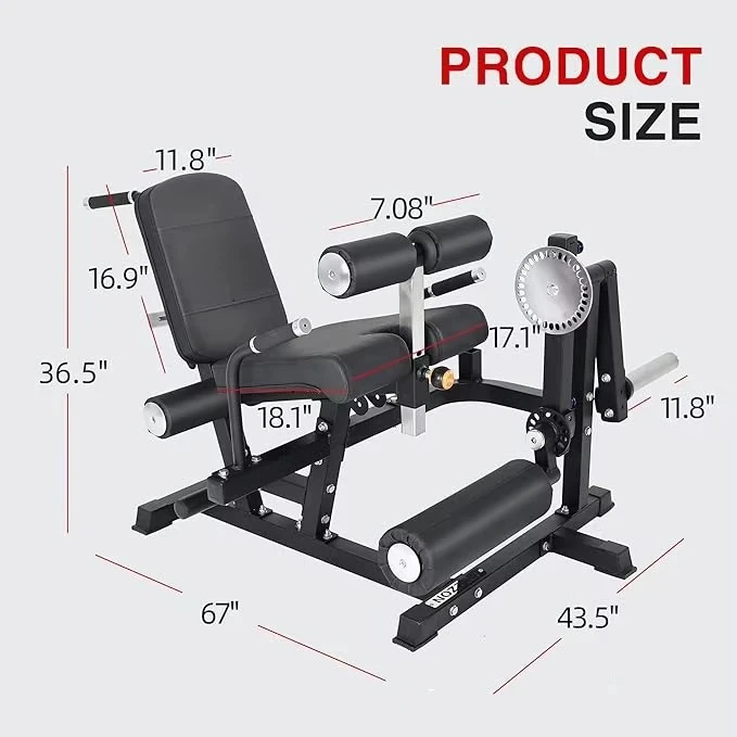 Plate Loaded Steel Leg Extension and Curl Machine with 3mm Thickness for Home Gym 770LB Commercial Rated