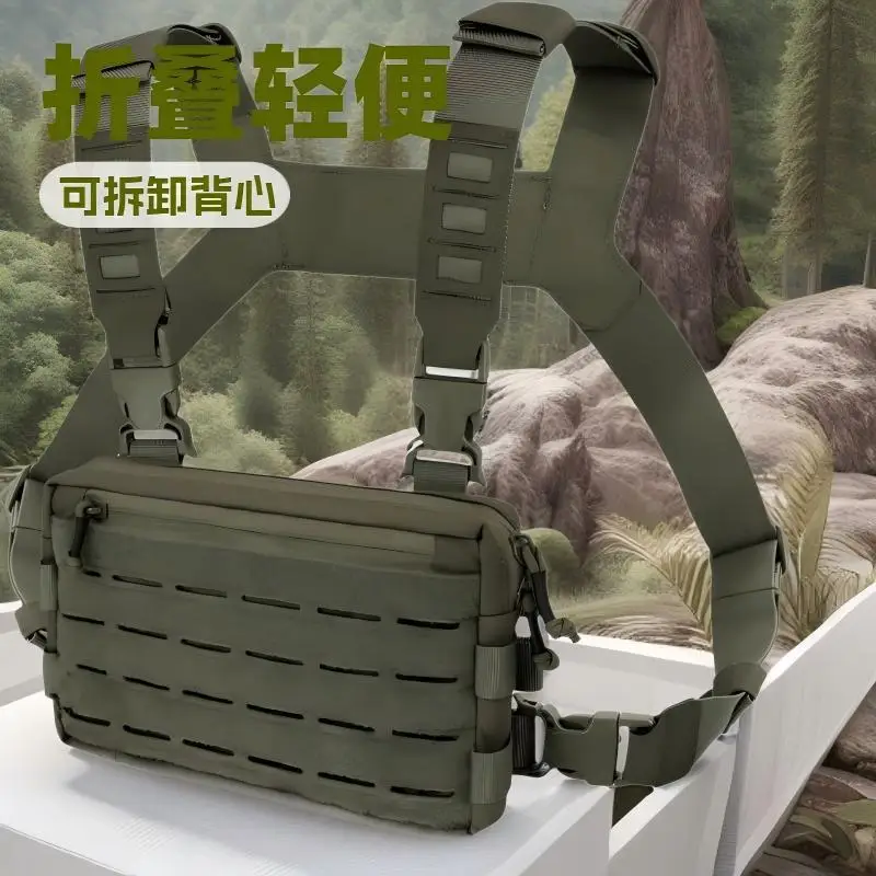 Wear-resistant Oxford fabric tactical chest bag, outdoor tactical vest, sports cycling multi-functional backpack