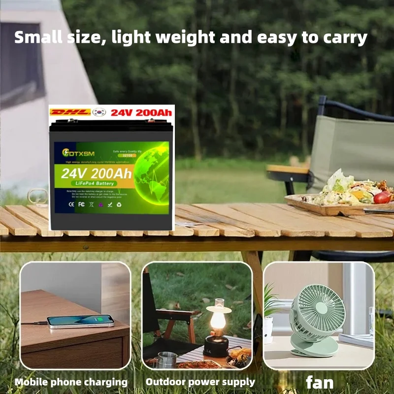 LiFePO4 32700 24 V 200 Ah integriertes 200 A Schutz-BMS, ideal für Wohnmobile/Wohnwagen, Trolling-Motoren, Solar-Off-Grid, Marine/Boot