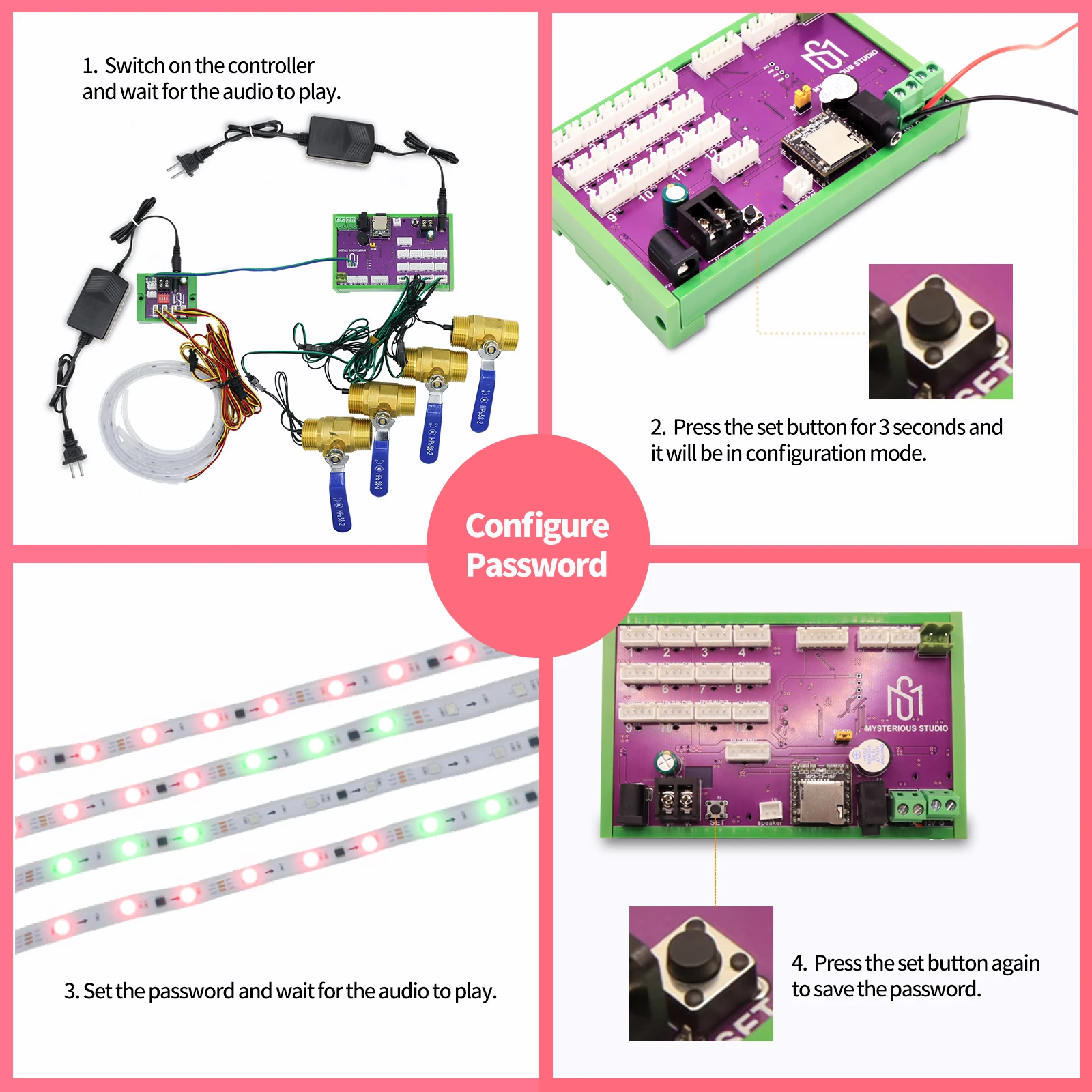 Mysterious Studio props escape game superb escape room props  Electronic puzzle for escape room 4 RGB light Valve Version