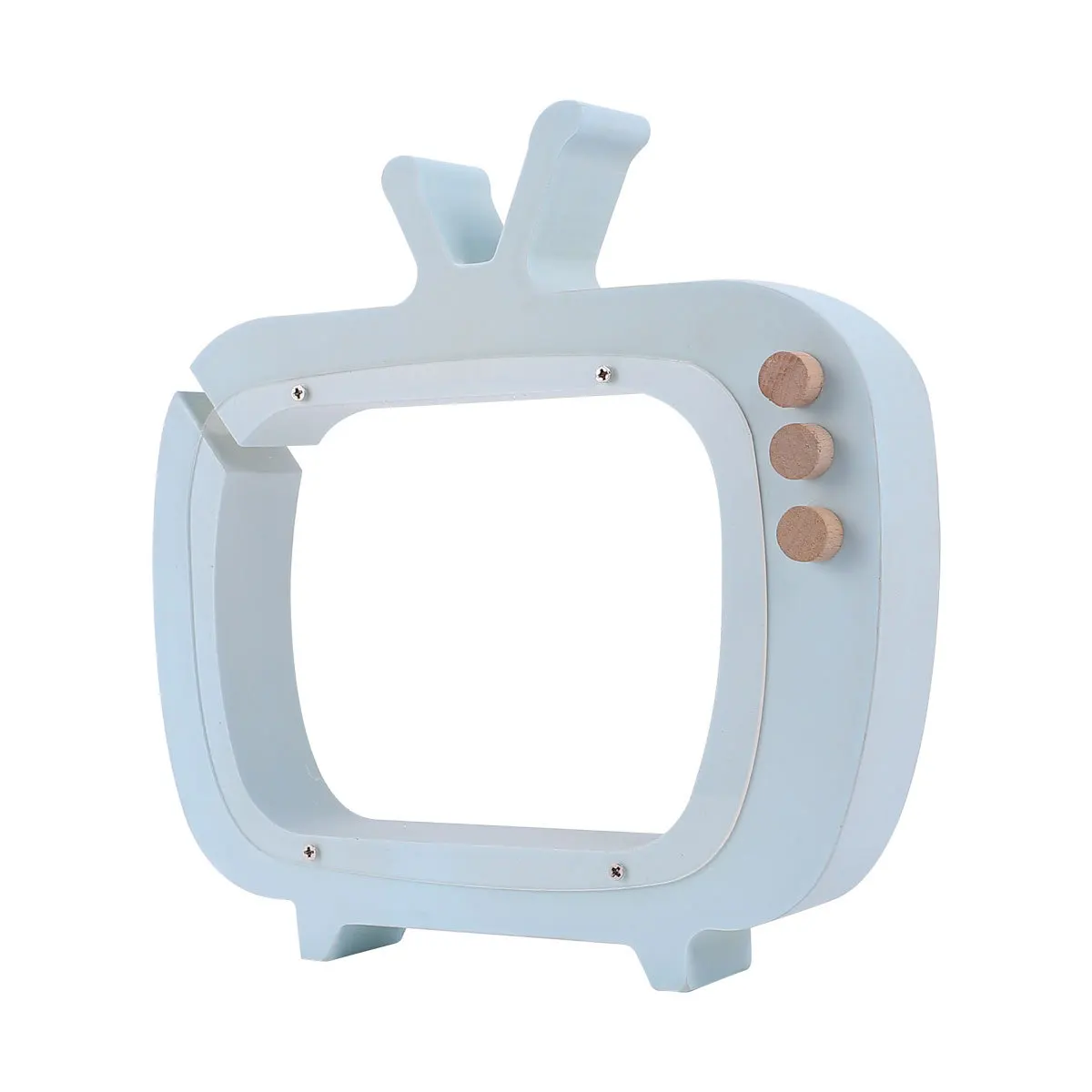 Shape Saving Pot Blue Nordic Style Wooden Box for Kids Home Decoration Photography Props Coin Storage Jar Gift