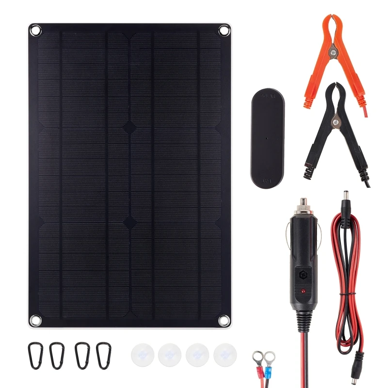 20W Solar Battery Trickle Charger 12V Waterproof Solar Panel Trickle Charging Kit For RV Outdoor Camping Car