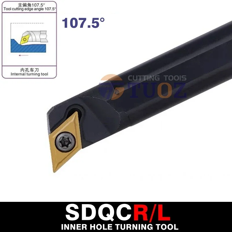 

TUOZ S16Q S20R S25S SDQCR11 SDQCL11 107.5° SDQCR SDQCL 16/20/25mm DCMT11 CNC Internal Turning Tool Lathe Boring Bar Tool Holder