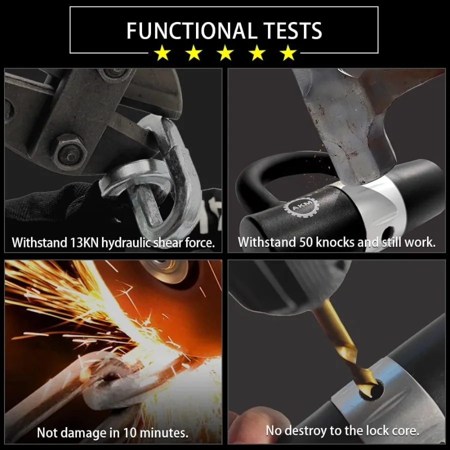 قفل سلسلة شديد التحمل بطول 3 أقدام مع متانة سميكة 12 مم و4 مفاتيح للدراجات النارية والدراجة النارية 16 مم قفل U Ant #2