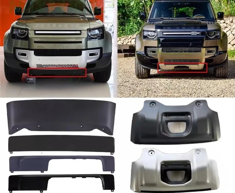 

For Land Rover Defender Front Rear Bumper Skid Plate Mud Flap Trailer Cover Air Deflector Black Unpainted Silvery